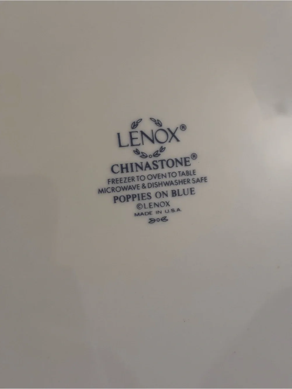 Lenox Cream Ceramic Serving Baker with Blue Rim and Floral Accent